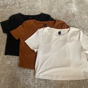 SHEIN Black, Burnt Orange, and Cream Crop Top. Size XL